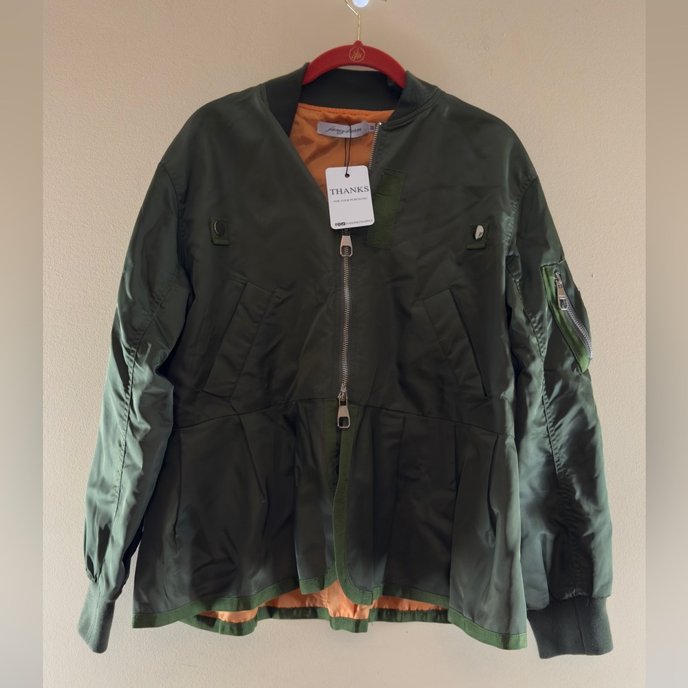 Fancy‎ Dreams Green Bomber inspired Jacket with feminine details Sz M